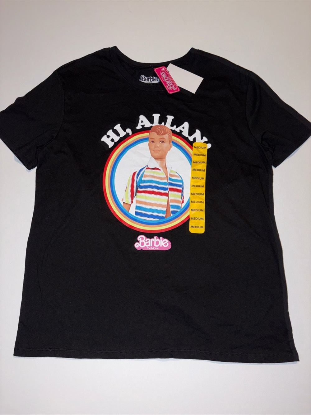 Barbie Black T-Shirt with Multicolor Rainbow Graphic